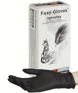 Перчатки FOXY-GLOVES смотровые нитриловые (черный, 8-9 / L)