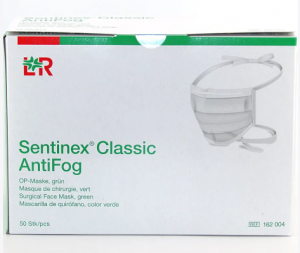 Маски хирургические Sentinex AntiFog (Сентинекс АнтиФог) трехслойные (зеленый), 50шт